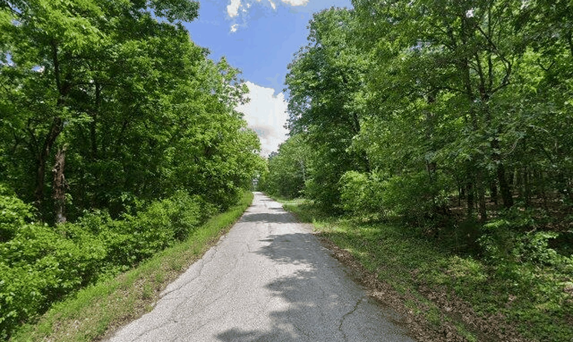 Street-level photo of the paved road through the Spring Addition subdivision where Lot 29 sits